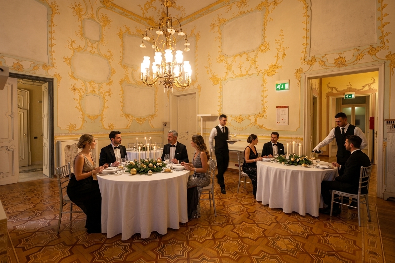 Cena esclusiva per eventi aziendali nella prestigiosa Sala Stucchi a Genova